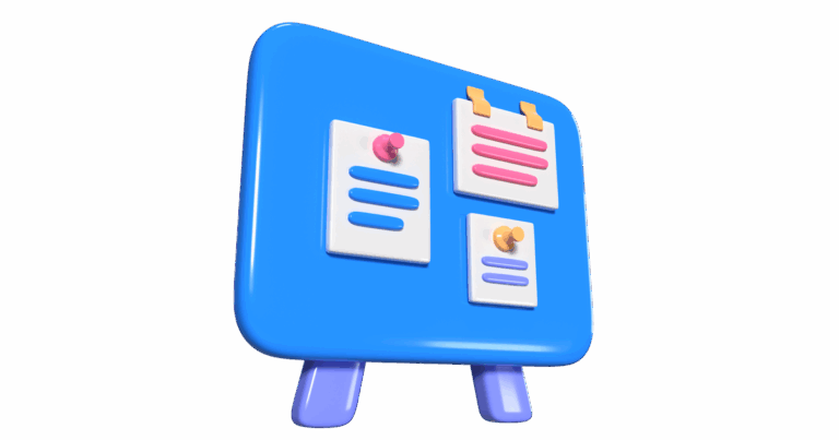 Blaues Board mit angehefteten Notizen