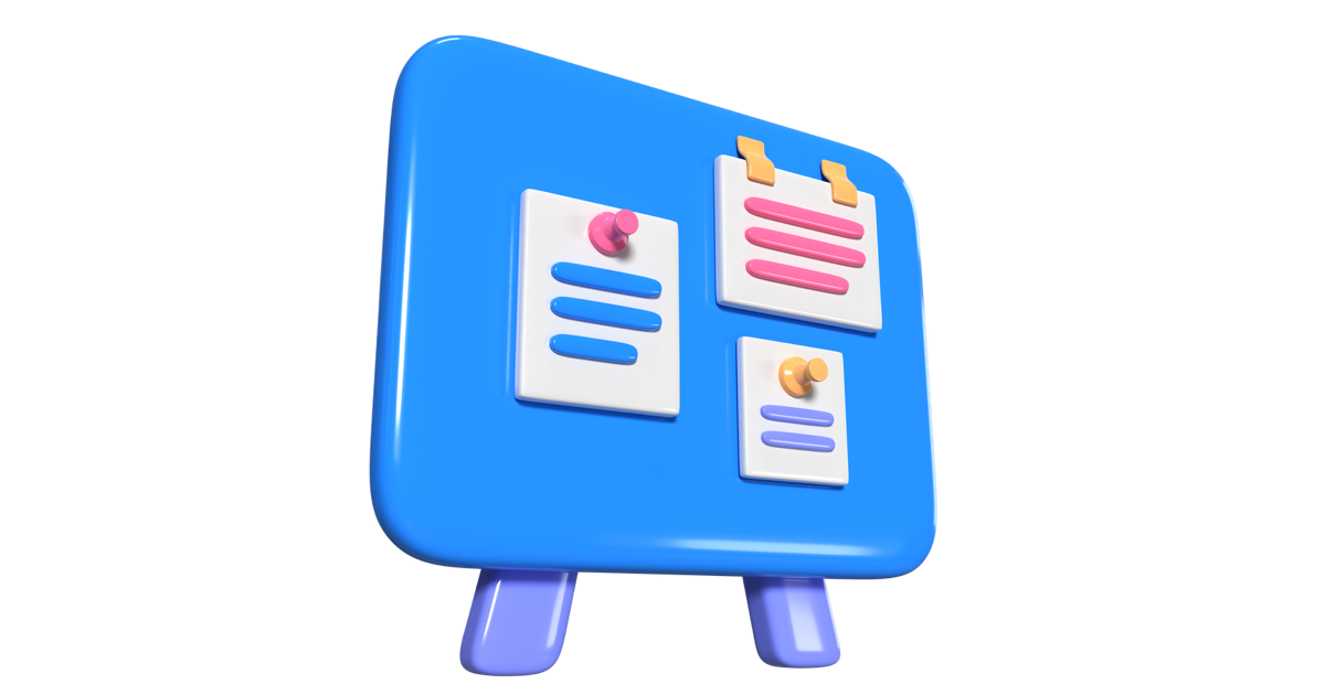 Blaues Board mit angehefteten Notizen