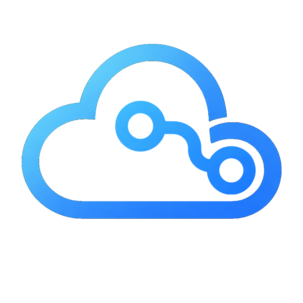 Blaues Cloud-Computing-Symbol auf schwarzem Hintergrund
