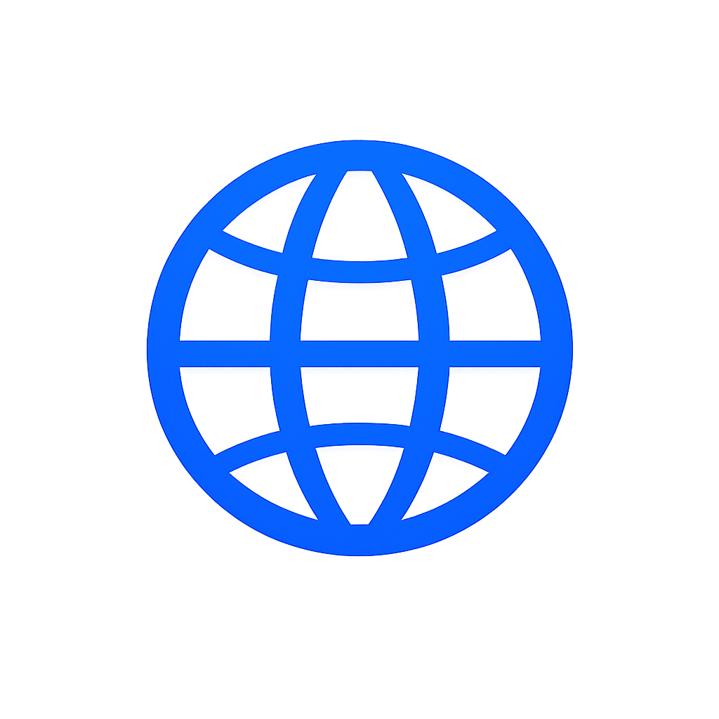 Blaues Globus-Symbol auf dunklem Hintergrund