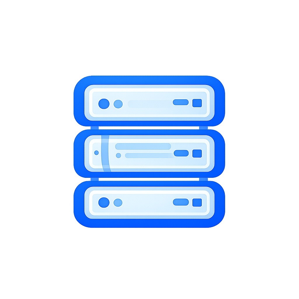 Leuchtende Server-Stack-Illustration auf dunklem Hintergrund