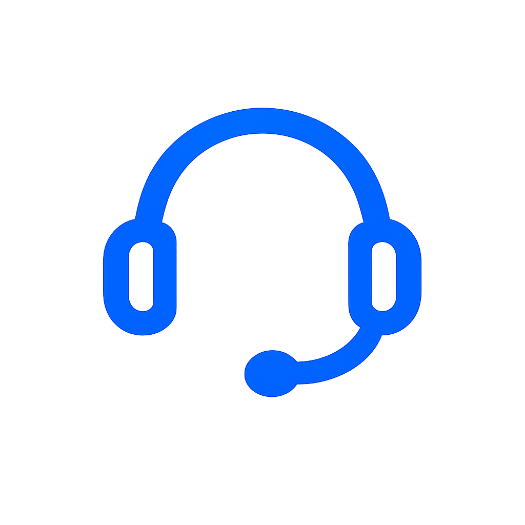 Blaues Headset-Icon mit Mikrofon auf Hintergrund